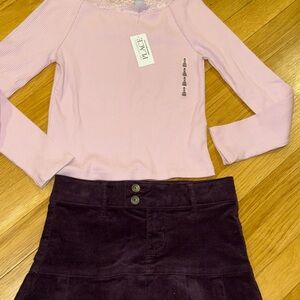 TWO Children's Place Skort/Shirt Sets! Pink & Plum and Cream and Sage Green
